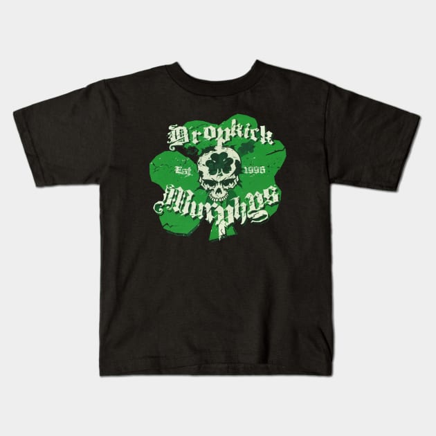 Green skull punk band Kids T-Shirt by WalkTogether